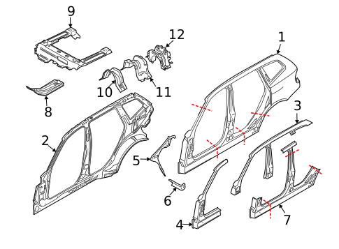 Center Pillar & Rocker for 2010 BMW X3 #0