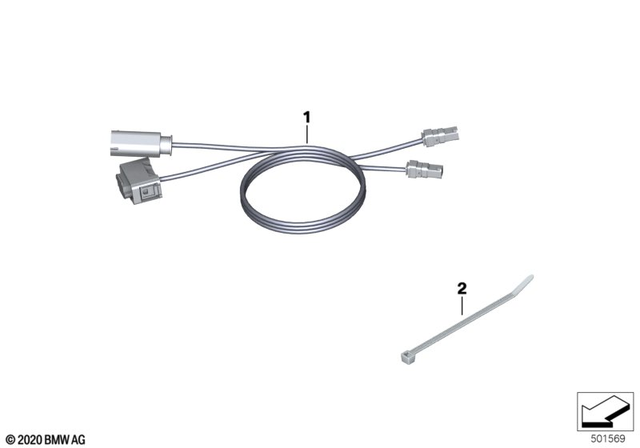 61121540408 - Lights: Wiring Harness F.Led Auxiliary Headlight -  for BMW-Motorrad Image