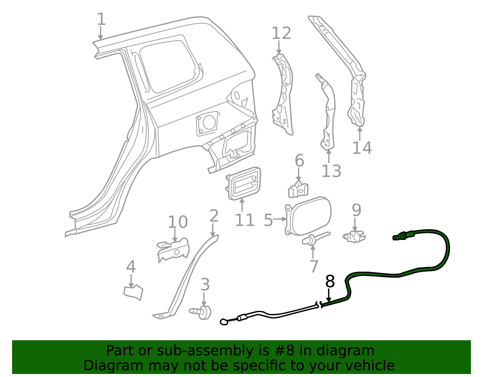 2008-2013 Toyota Highlander Release Cable 77035-0E020 | OEM Parts