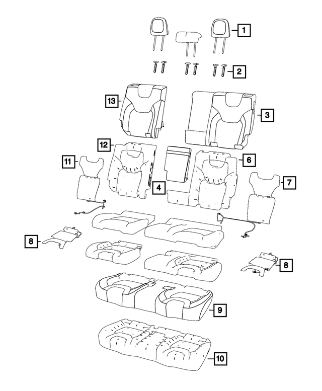 1WD44HL1AA - Interior Trim: Second Row Headrest, Outboard for Mopar Image