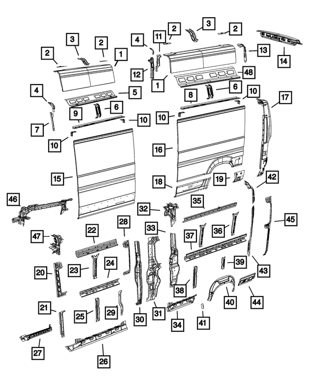 68118827AA - Body Sheet Metal Except Doors: Roof Rail Reinforcement for Mopar Image