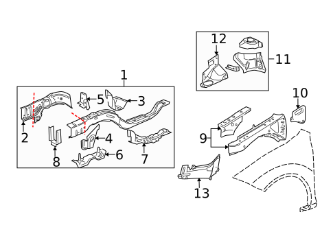 Structural Components & Rails for 2010 Chevrolet Cobalt #0
