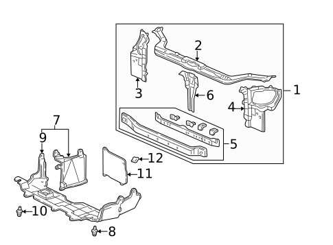 Radiator Support for 1998 Honda Civic #0