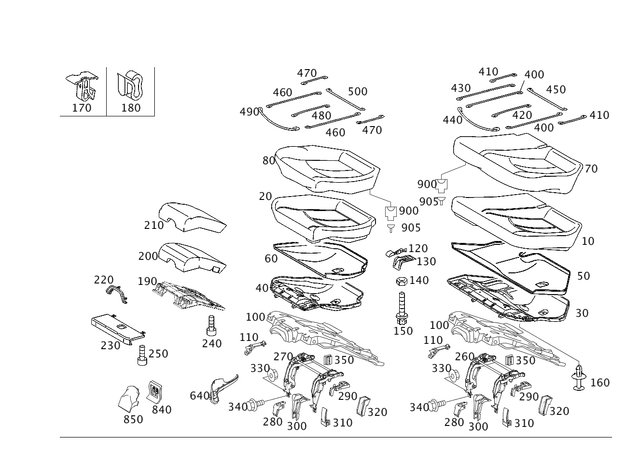 2119201750 - Rear Seat Bench: Padding for Mercedes-Benz: E320, E500 Image image
