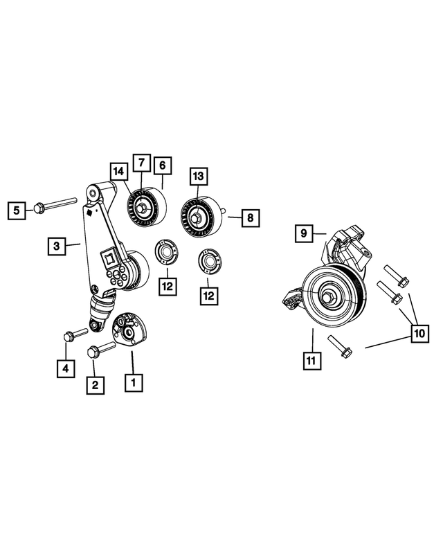 4627052AA - Cooling: Tensioner Support Bracket for Mopar Image image