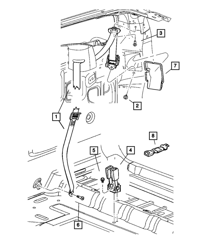 5HP64BD1AI - Interior Trim: Rear Outer Seat Belt, Right for Mopar Image