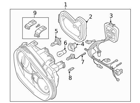 Headlamp Components for 2000 Volkswagen Cabrio #0
