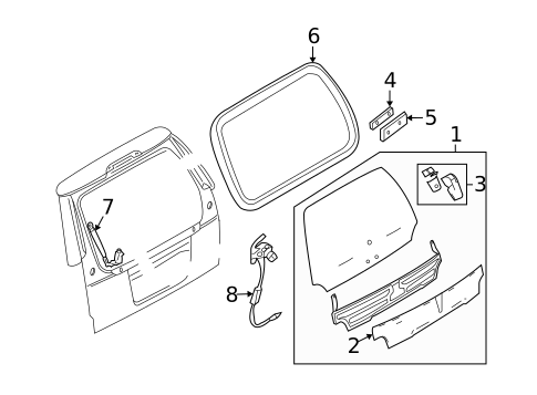 Glass - Lift Gate for 2003 Lincoln Aviator #0