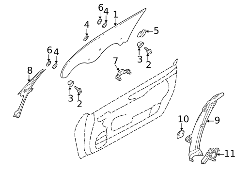 Glass - Door for 2003 Chrysler Sebring #0