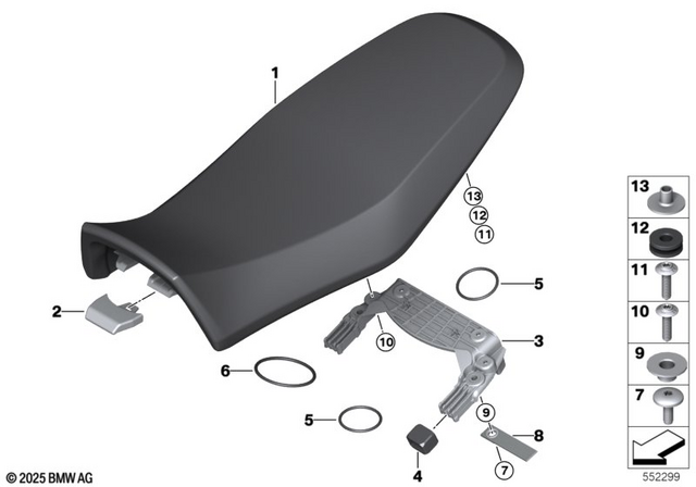 52535B4EA07 - Seats and Seat Bench: Bench Seat - Red for BMW-Motorrad Image