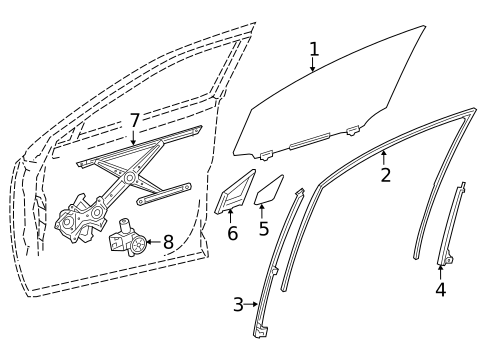 Glass - Front Door for 2020 Lexus NX300 #0