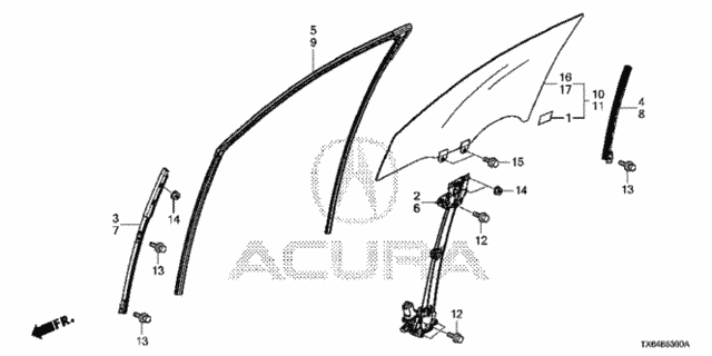 Front Door Glass - Door Regulator for 2016 Acura ILX #0