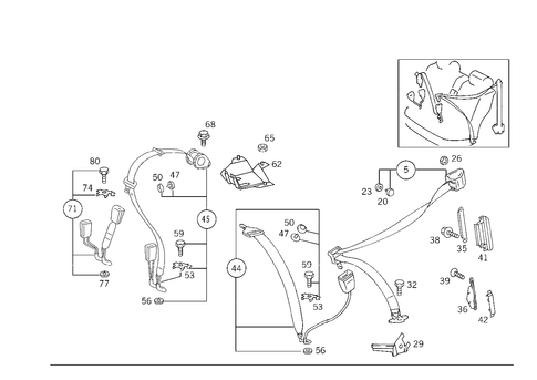 Rear Seat Safety Belt for 1994 Mercedes-Benz E420 #3
