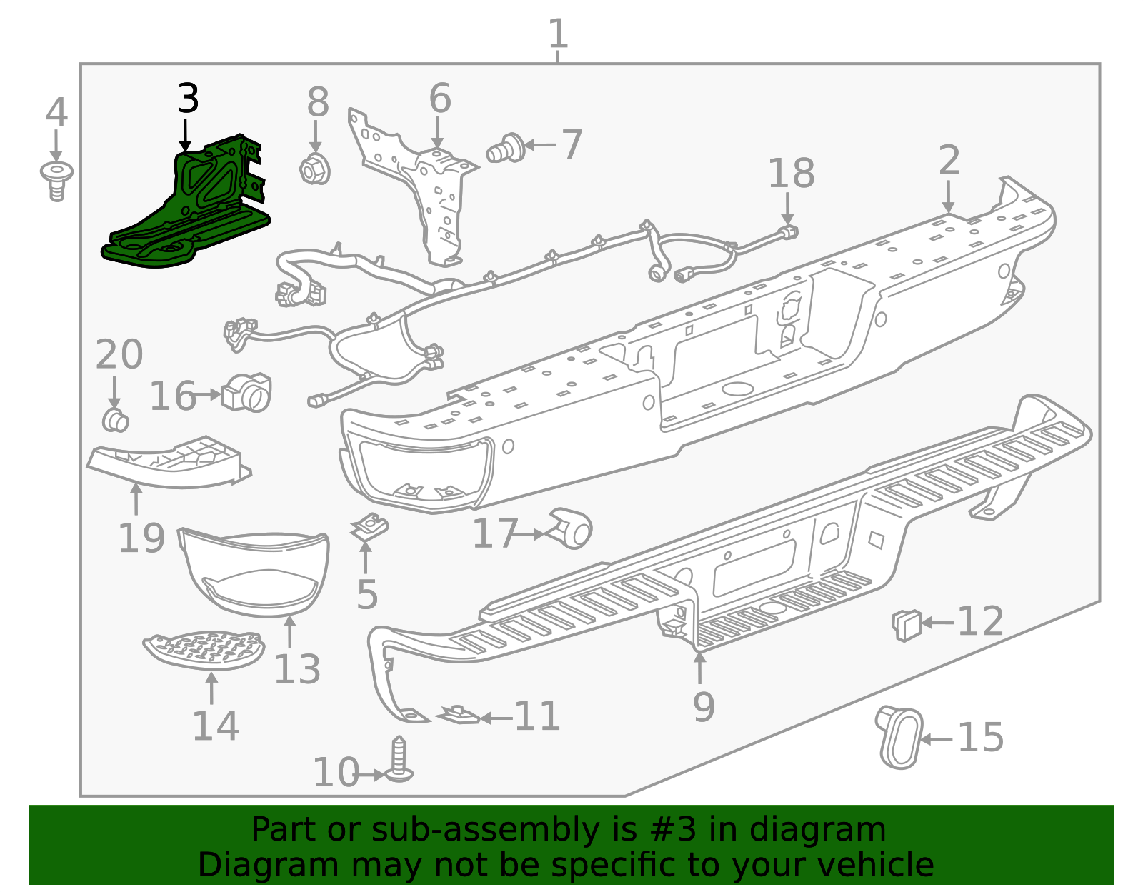2014-2019 GM Driver Side Rear Bumper Impact Bar Brace 23108148 GM ...