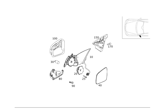 2048101776 - Driver Door: Mirror Frame for Mercedes-Benz: C250, C300, C350 Image image