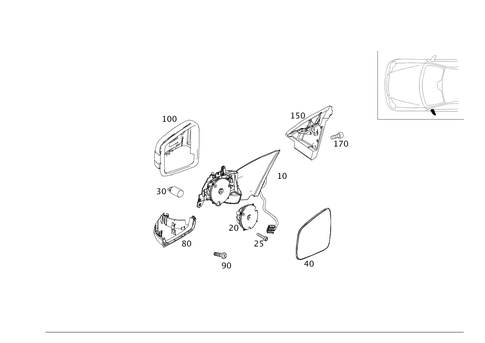 Outside Mirror, Left for 2008 Mercedes-Benz C350 #0