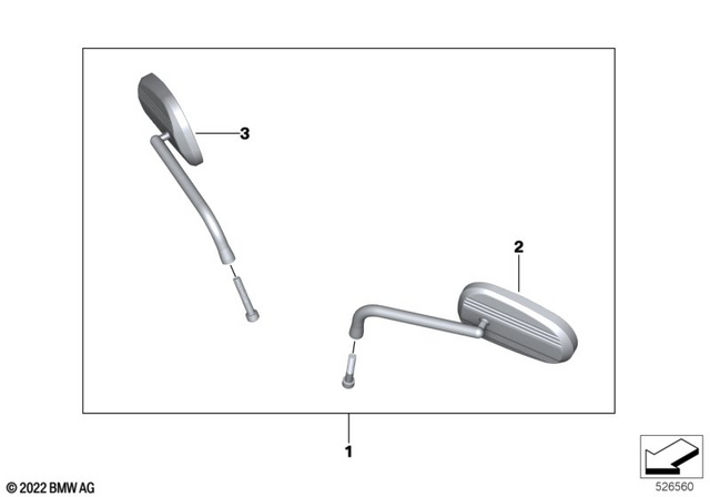 77302463864 - Ergonomics &amp; Comfort: Mirror, Black, Right - Rsd for BMW-Motorrad Image
