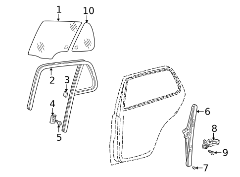Glass - Rear Door for 1999 Mercedes-Benz ML 320 #0