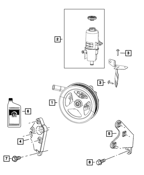 Power Steering Pump and Reservoir for 2014 Ram 3500 #2