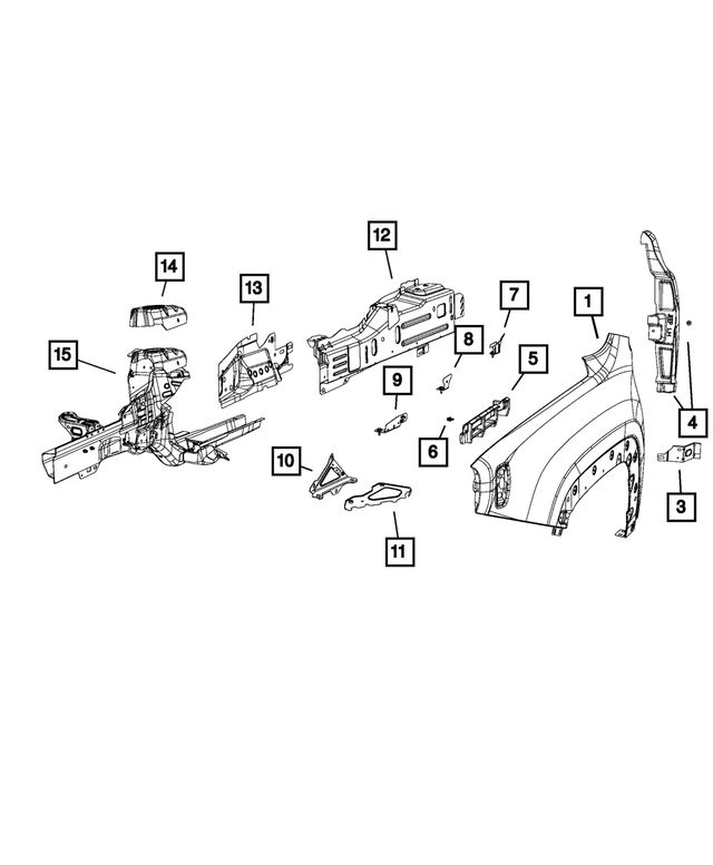 68674887AA - Body Sheet Metal Except Doors: Fender Panel, Right for Mopar Image