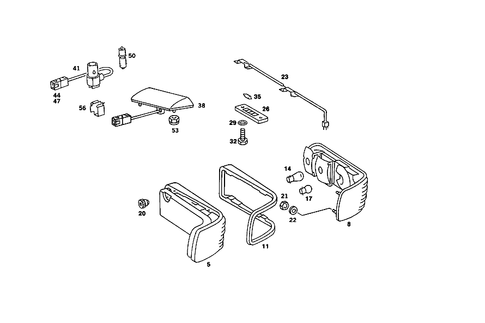 Rear Lamps, Additional Stop Light, and License Plate Lamp for 1986 Mercedes-Benz 560SL #0