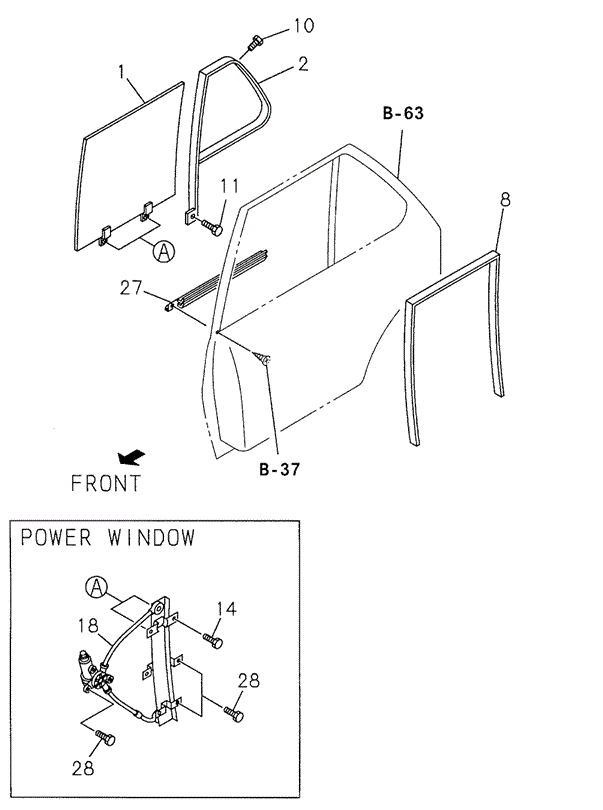 Rear Door Glass - Regulator for 2002 Honda Passport #0