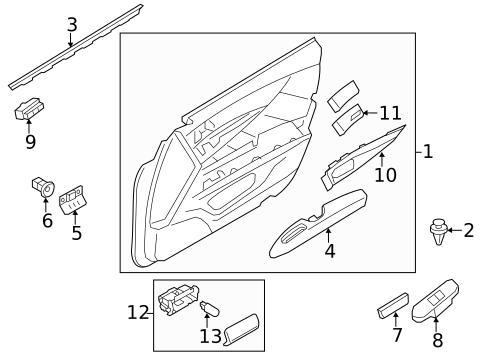 Interior Trim - Front Door for 2011 INFINITI M37 #0
