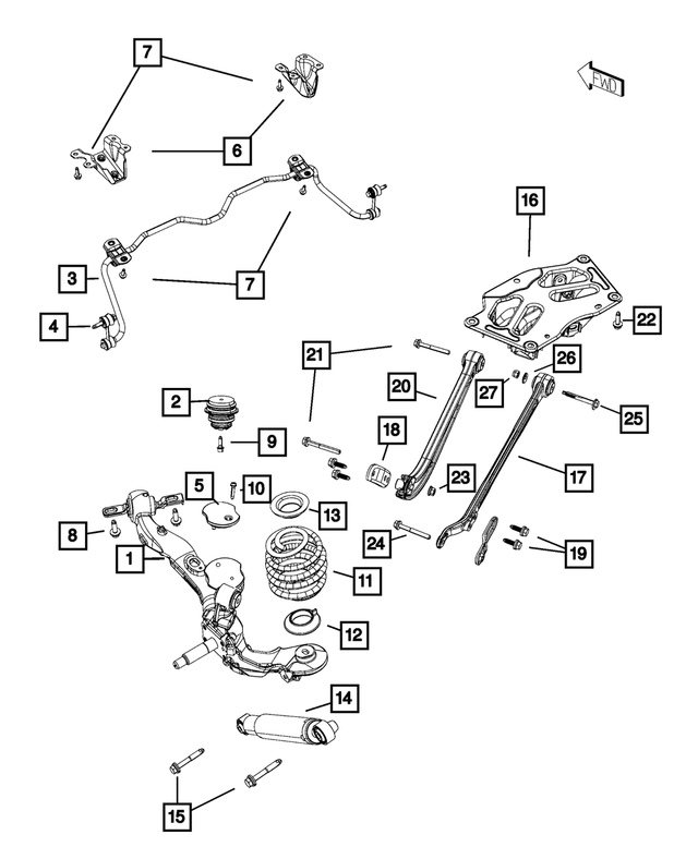 68317229AA - Rear Suspension: Hex Head Bolt for Mopar Image