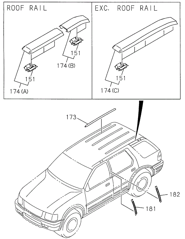 Molding (Roof Rail) for 2002 Honda Passport #0