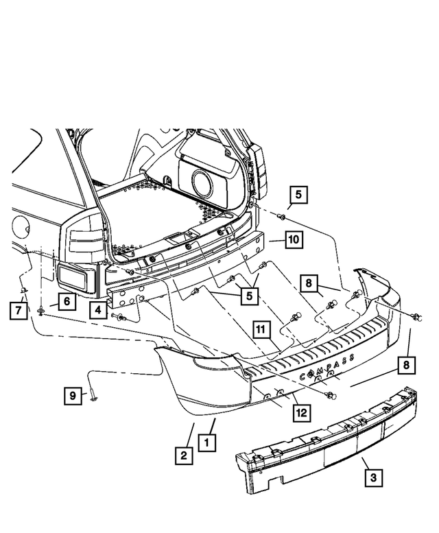 5303822AC - Frames and Bumpers: Rear Bumper Fascia Foam for Mopar Image