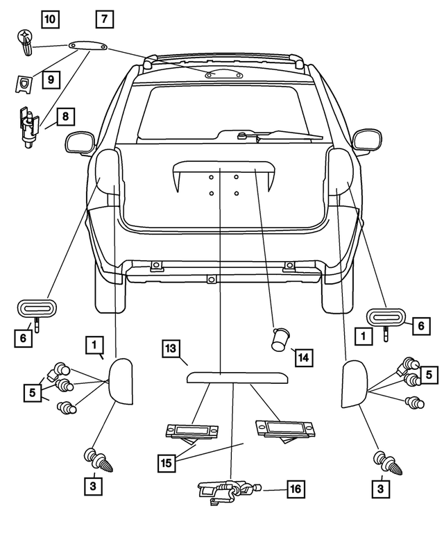 « 68241332AA –  : Rouge, Stop, Direction Feu, Côté Droit pour Mopar Image »