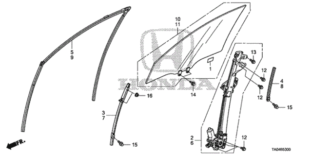 Front Door Glass  - Regulator for 2010 Honda Accord #0