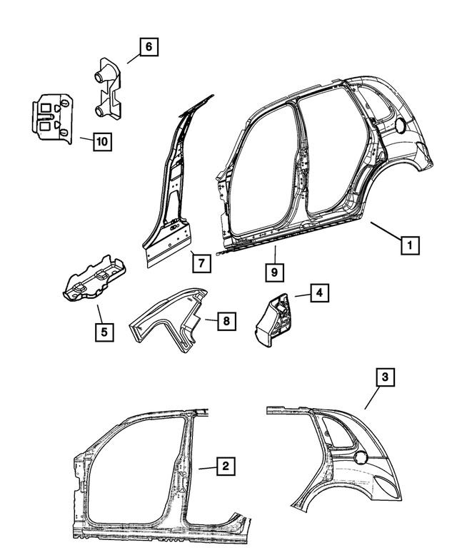 5127696AI - Body Sheet Metal Except Doors: Body Side Aperture Complete Panel Assembly, Right for Mopar Image