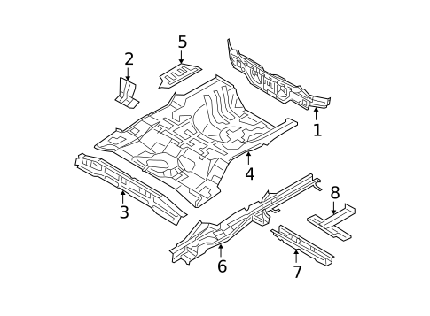 Rear Floor & Rails for 2006 Kia Spectra5 #0
