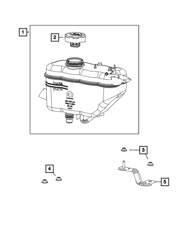 68432032AA - Cooling: Coolant Bottle Bracket for Mopar Image