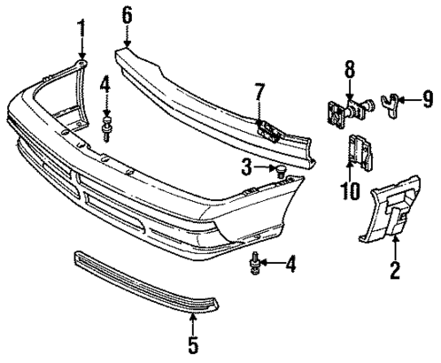 Bumper & Components - Front for 1990 Chevrolet Cavalier #0