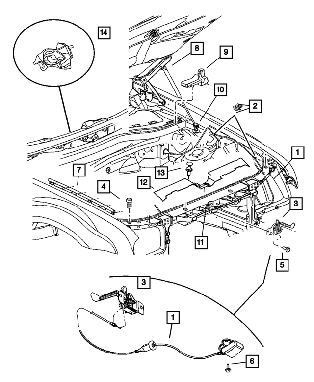 5065524AF - Body Sheet Metal Except Doors: Hood Latch for Chrysler: 300 | Dodge: Charger, Magnum Image