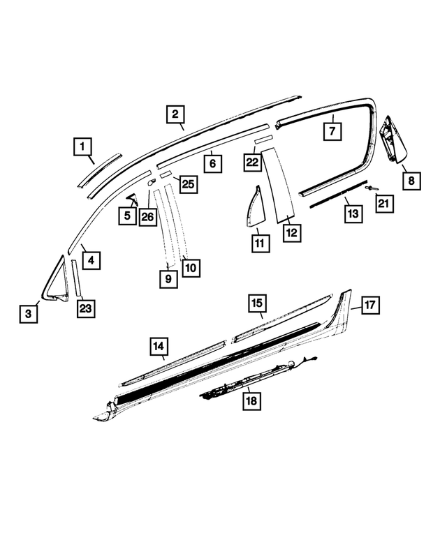 68448169AA - Exterior Ornamentation: Sliding Door Molding, Left for Mopar Image