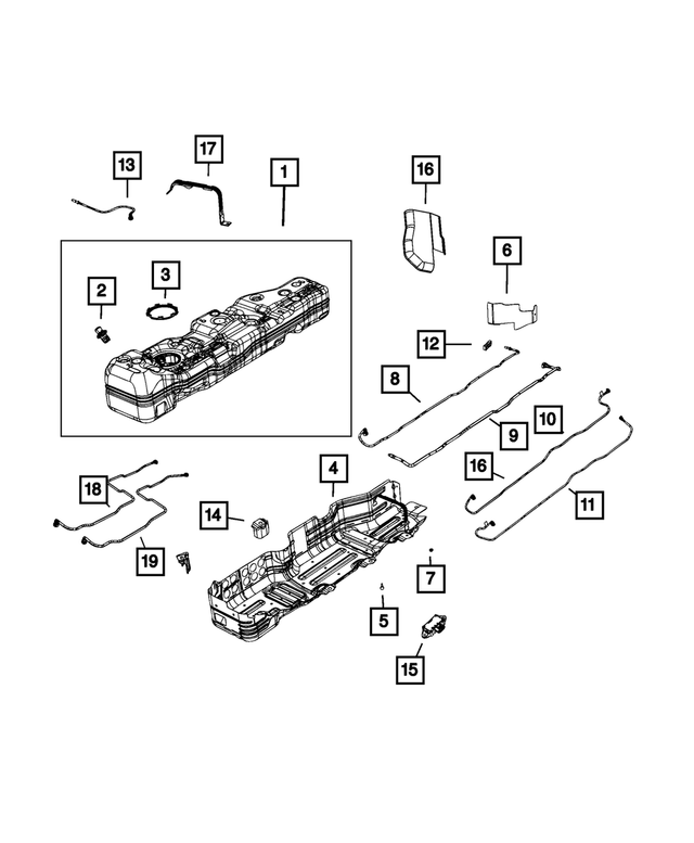 68640308AA - Fuel and Accelerator Pedal: Fuel Tank Skid Plate for Mopar Image