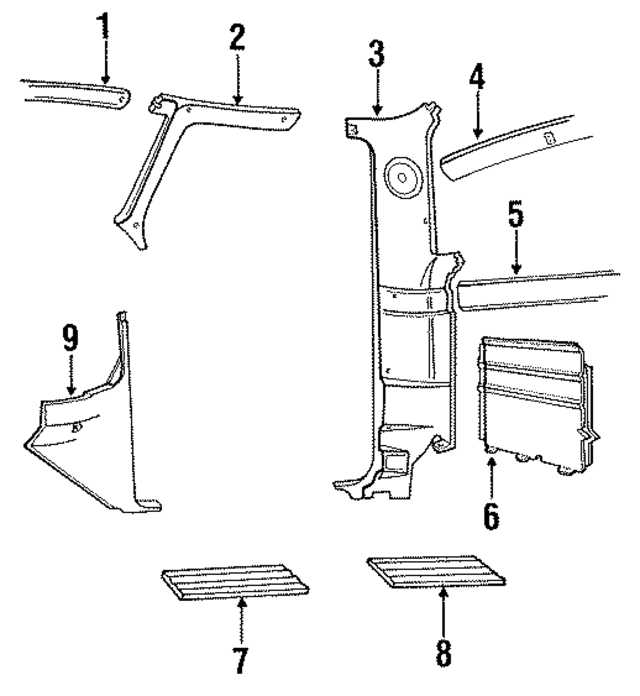 E8TZ1503606A - Body: Headliner Trim for Ford: Bronco, F-150, F-250, F-350, F-Super Duty Image