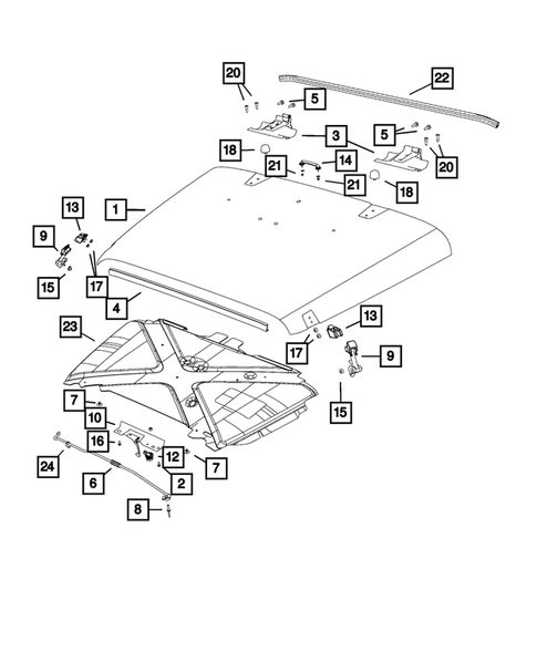 Hood and Hood Release for 2015 Jeep Wrangler #1