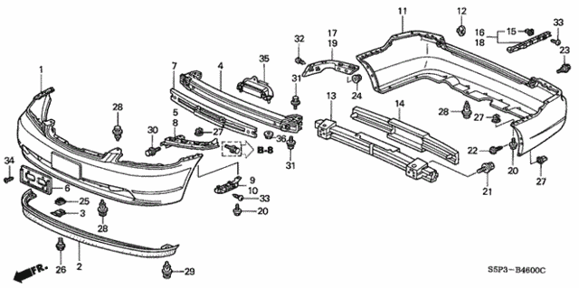 Bumpers (-'03) for 2002 Honda Civic #0