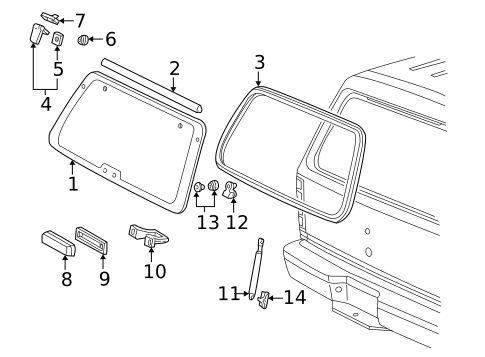 Glass - Lift Gate for 2001 Ford Explorer Sport #0