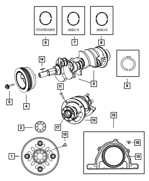 Crankshaft, Piston, Drive Plate, Flywheel, and Damper for 2009 Jeep Grand Cherokee #0