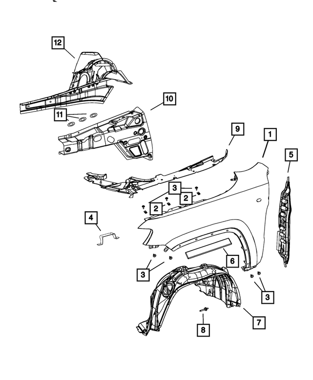68036264AA - : Fender Front Carrier Mounting Bracket, Right for Mopar Image