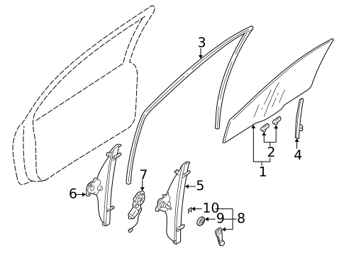 Glass - Front Door for 2002 Mitsubishi Lancer #0