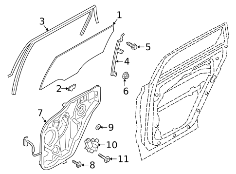 Glass - Rear Door for 2022 Hyundai Santa Fe #0