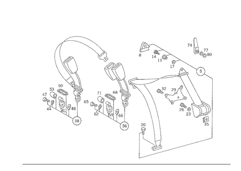 Rear Seat Safety Belt for 1993 Mercedes-Benz 300 TE #0