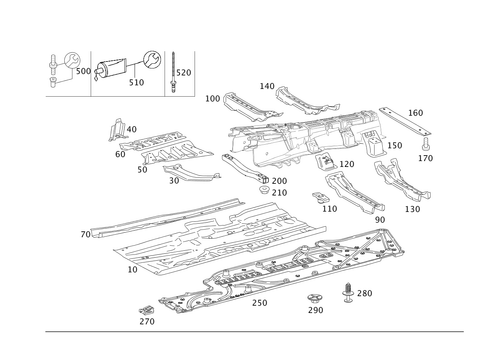 Front Floor for 1996 Mercedes-Benz S500 #0
