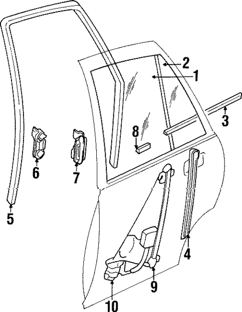 Glass - Rear Door for 1999 Cadillac Catera #0